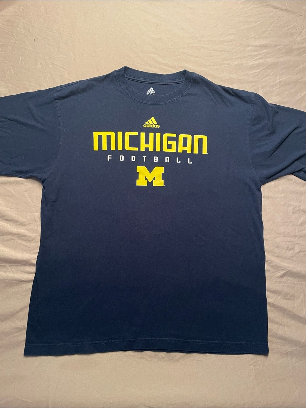 adidas Navy and Yellow Michigan Football Short Sleeve Tee